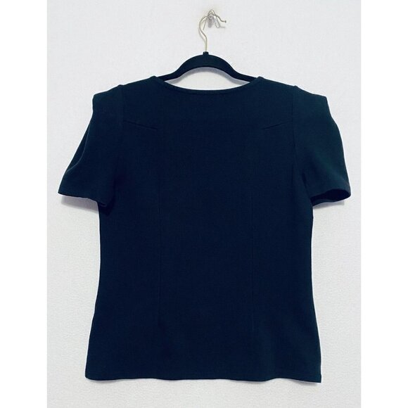 Zara Top Womens Medium Black Ponte Knit Structured Shoulder Minimalist - Picture 3 of 5